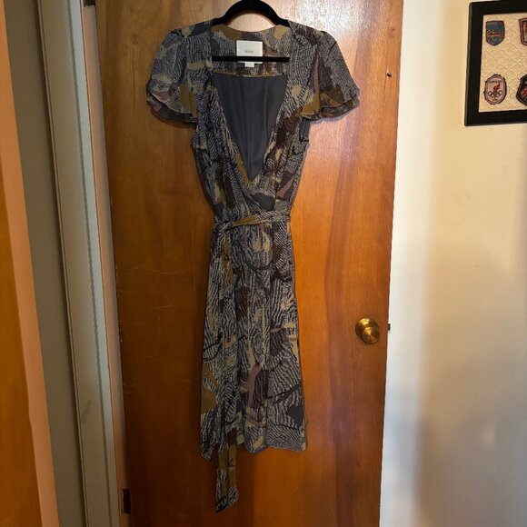 Anthropologie Maeve Autumn Colors Draped Dress Size 12 - Picture 3 of 12
